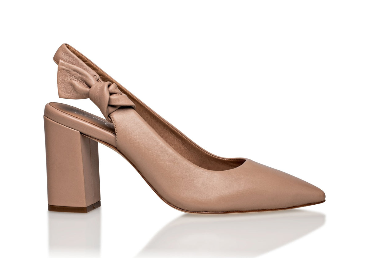 Daphne Leather Slingback Pump Taupe