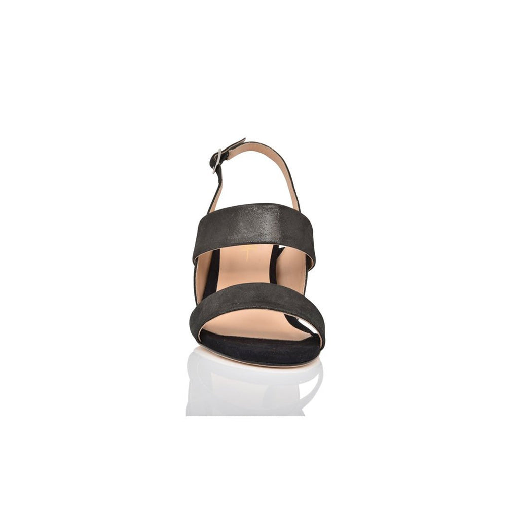 Fortune Black Shimmer Suede Sandals