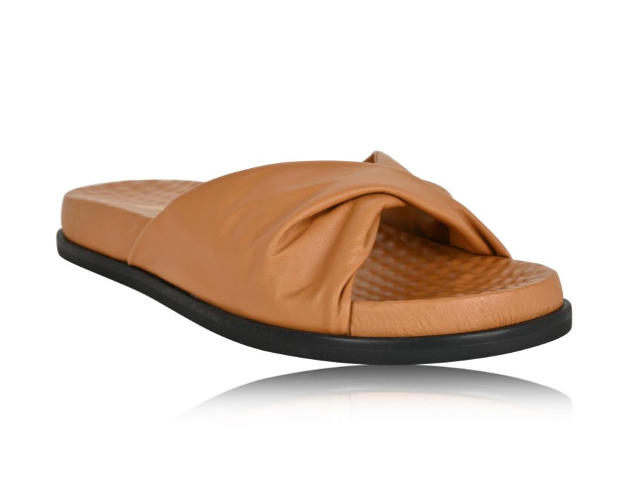 Sadie Camel Soft Nappa Flat Sandals