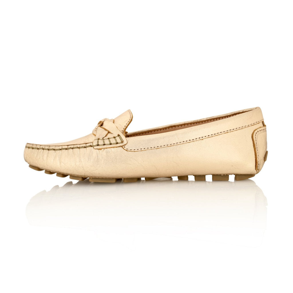 Pipper Leather Driving Loafer Gold Metallic
