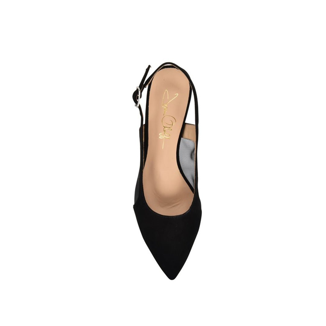 Dance Black Kid Suede & Black Mesh Slingback