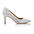 Deborah Silver Mesh Leather Mid-Heel Pumps