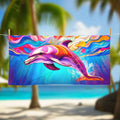 Colorful Dolphin Summer Fun Beach Towel