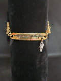 With Brave Wings She Flies Gold Color Metal Bracelet with Silvery color Wing Charm