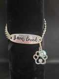 I am Loved Metal Chain  Bracelet With Paw Charm