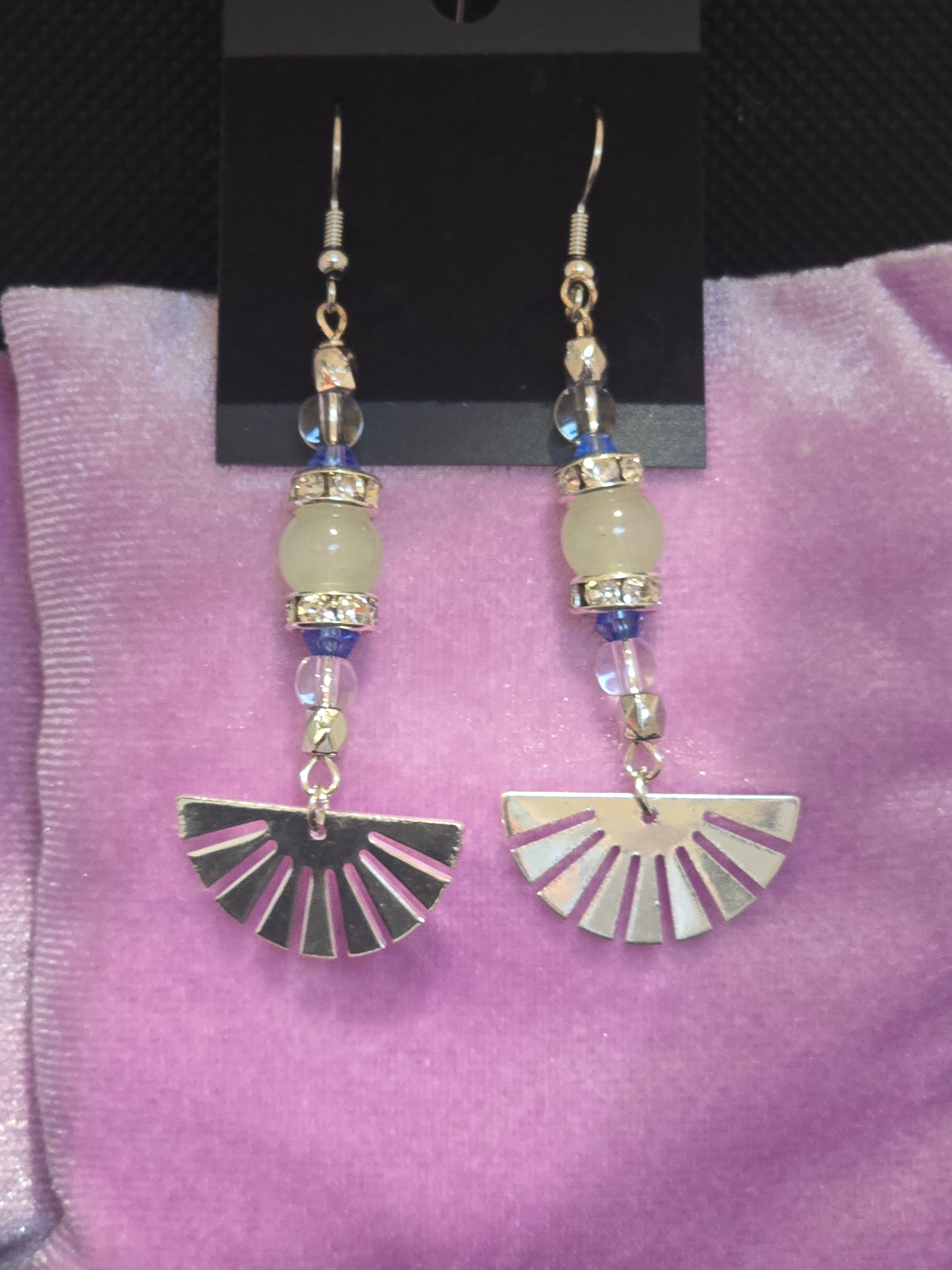 Silver Fan Dangle Earrings