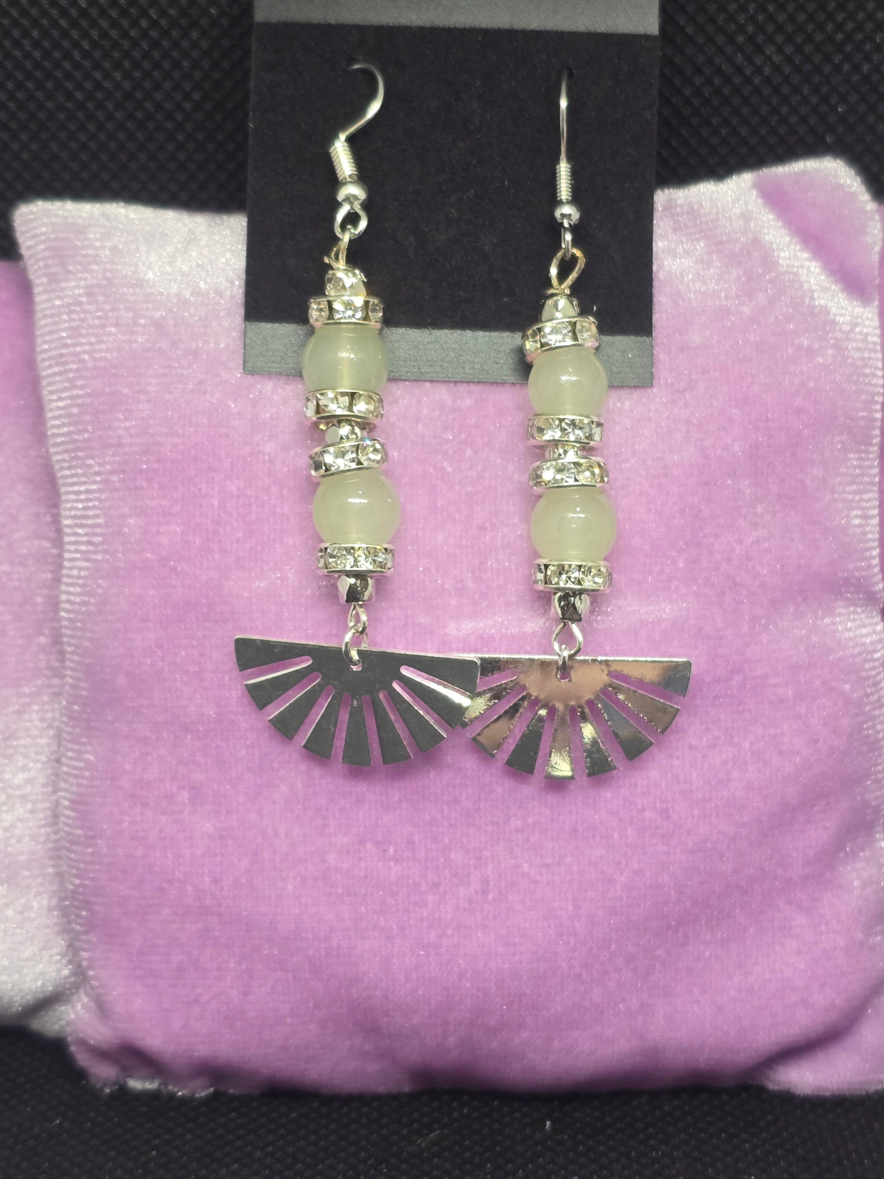 Silver Fan Dangle Earrings