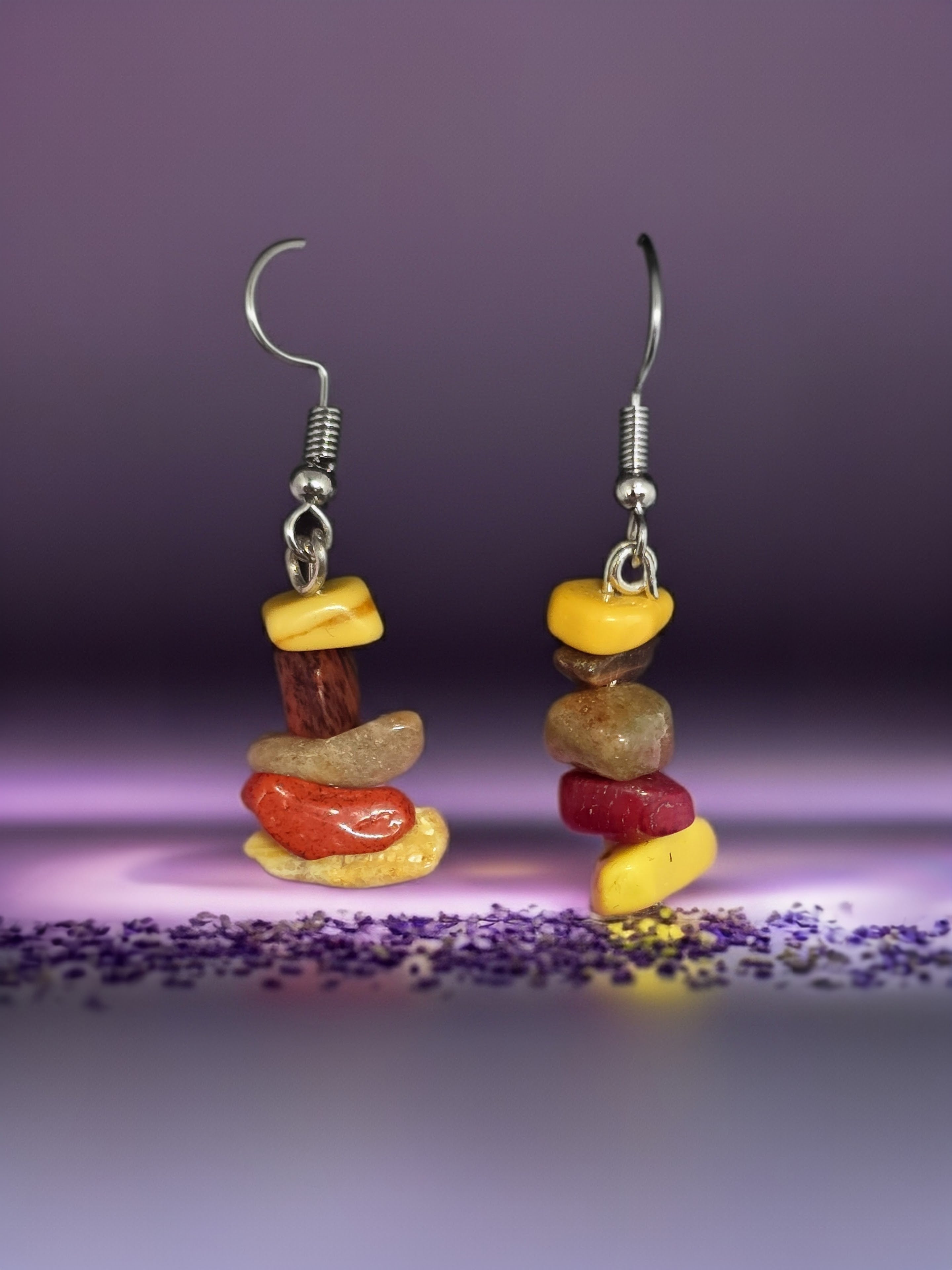 Multi Genuine Stone Dangle Earrings
