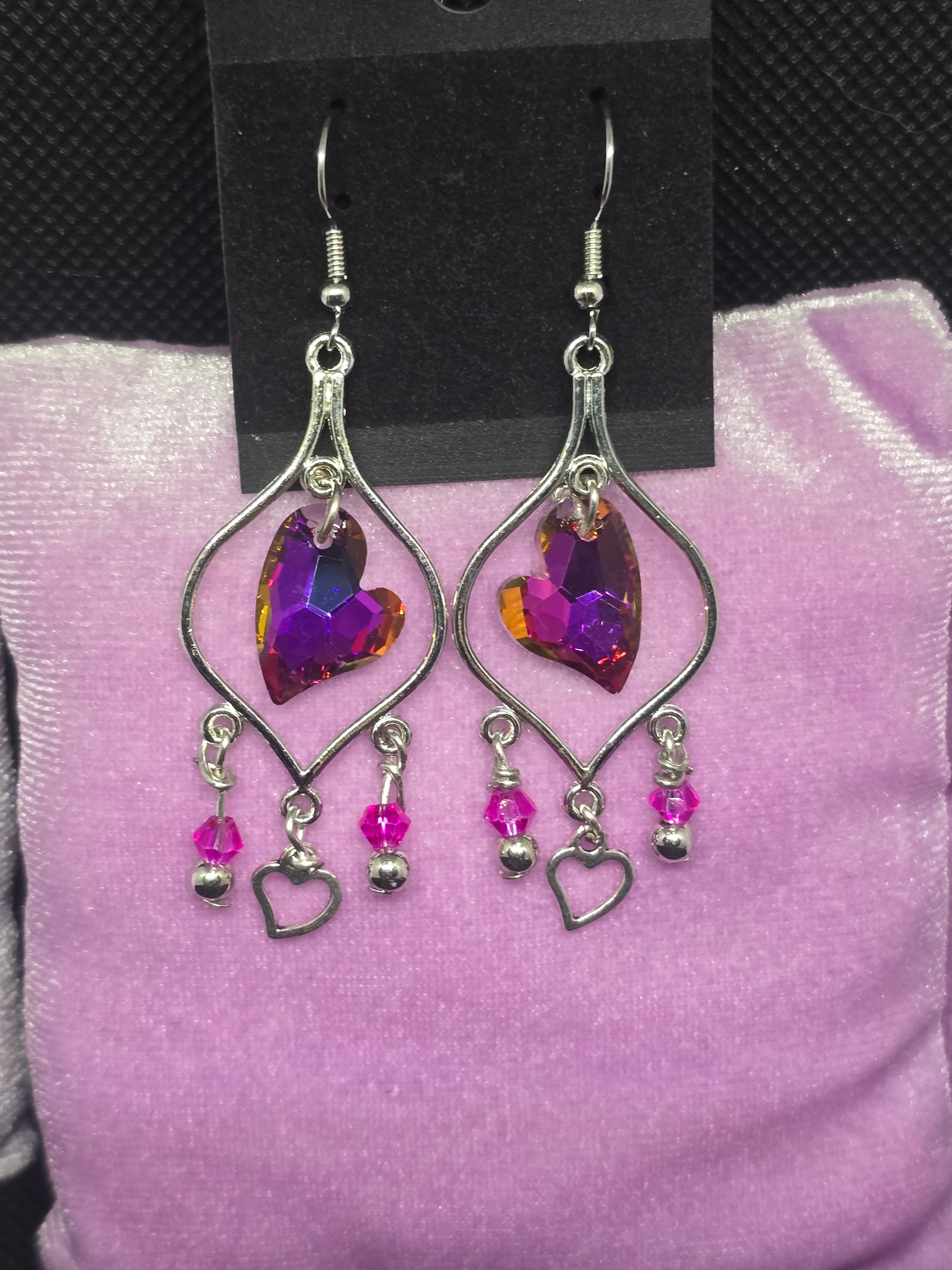 Glass Metallic Chandelier Dangle Earrings