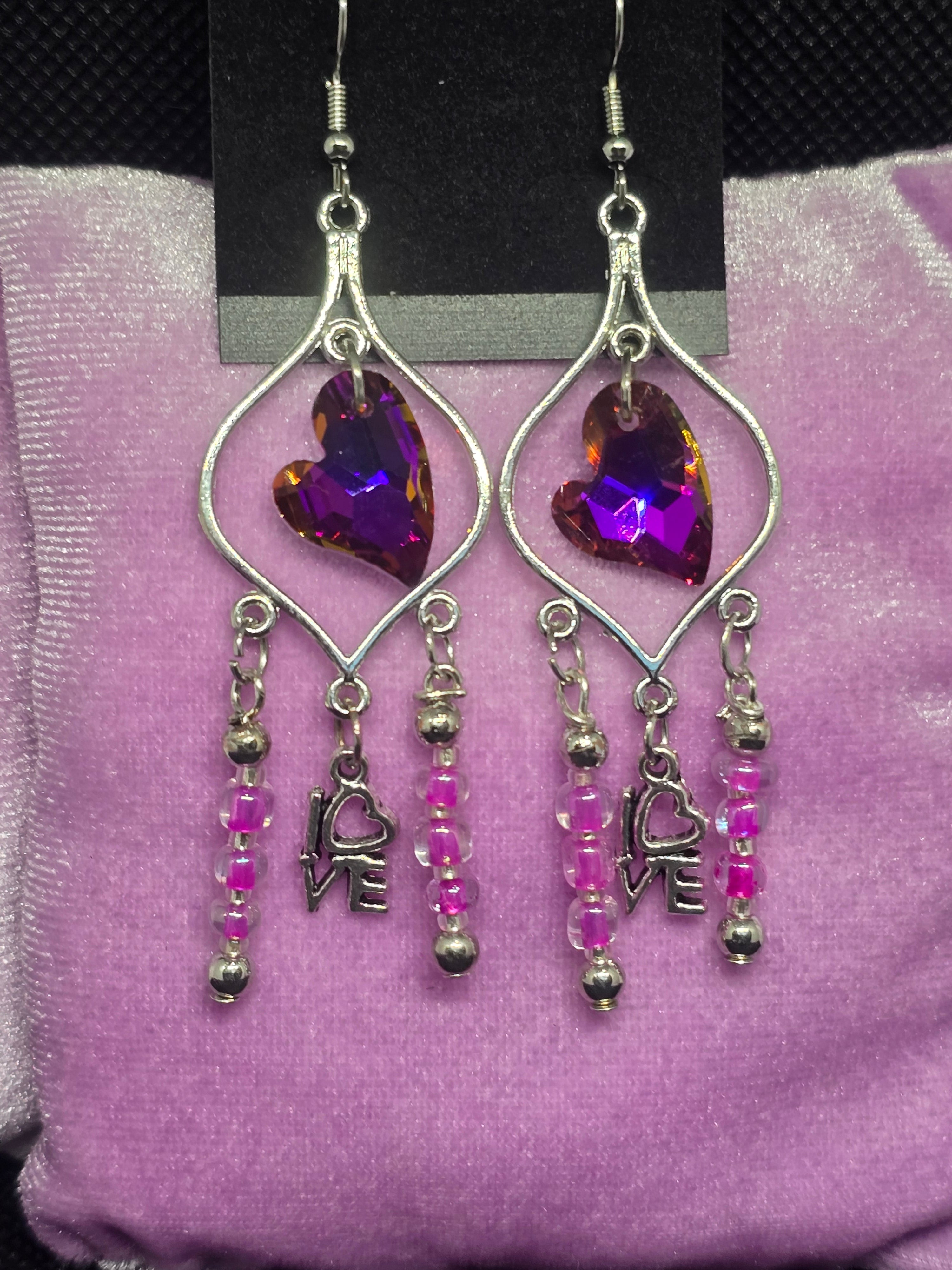 Glass Metallic Chandelier Dangle Earrings