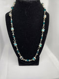 Green Cat-eye and Silvery Metal Necklace