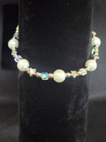 Celestial Pearl Bracelet | White Glass Pearl & Silver Stars | Handmade