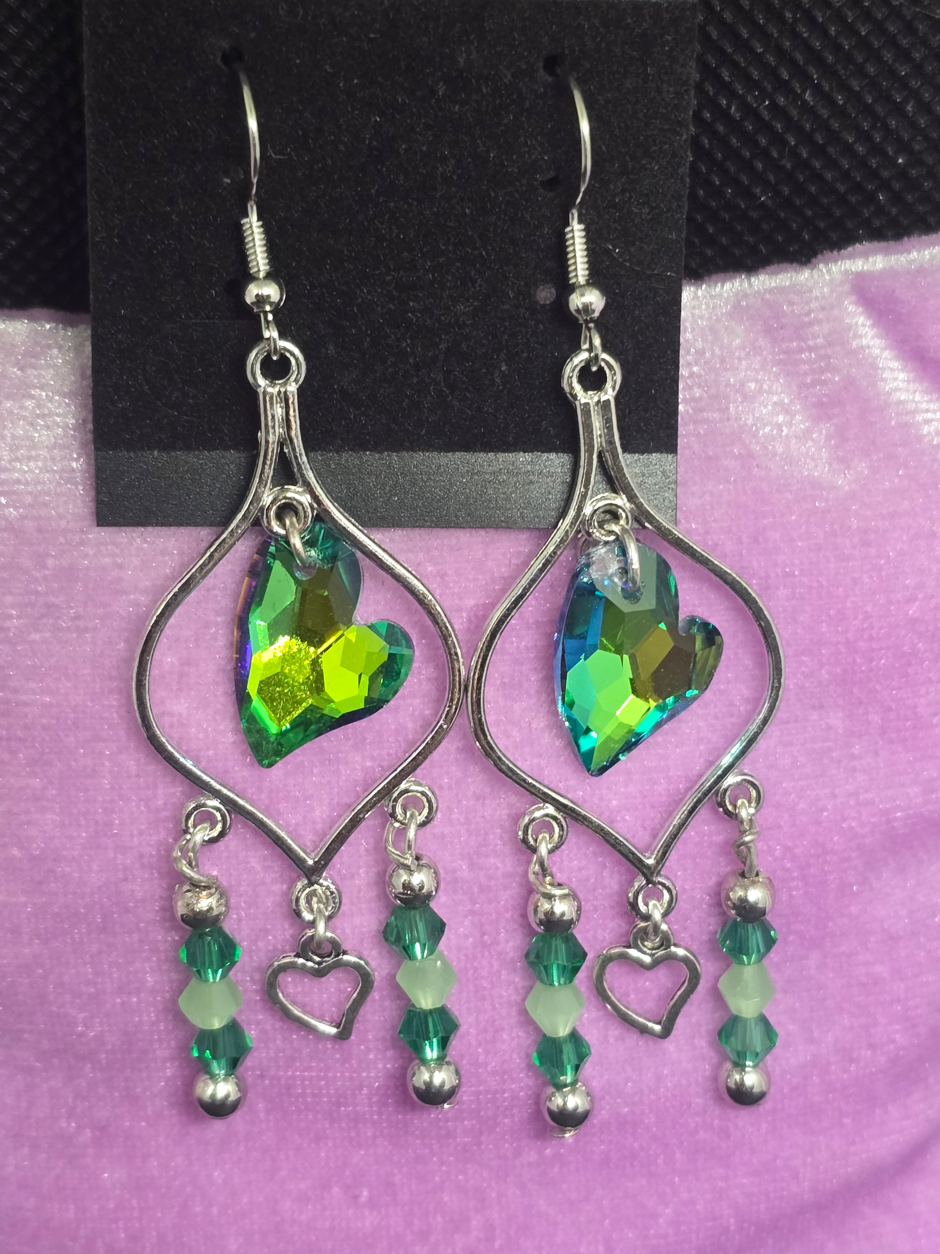 Glass Metallic Chandelier Dangle Earrings