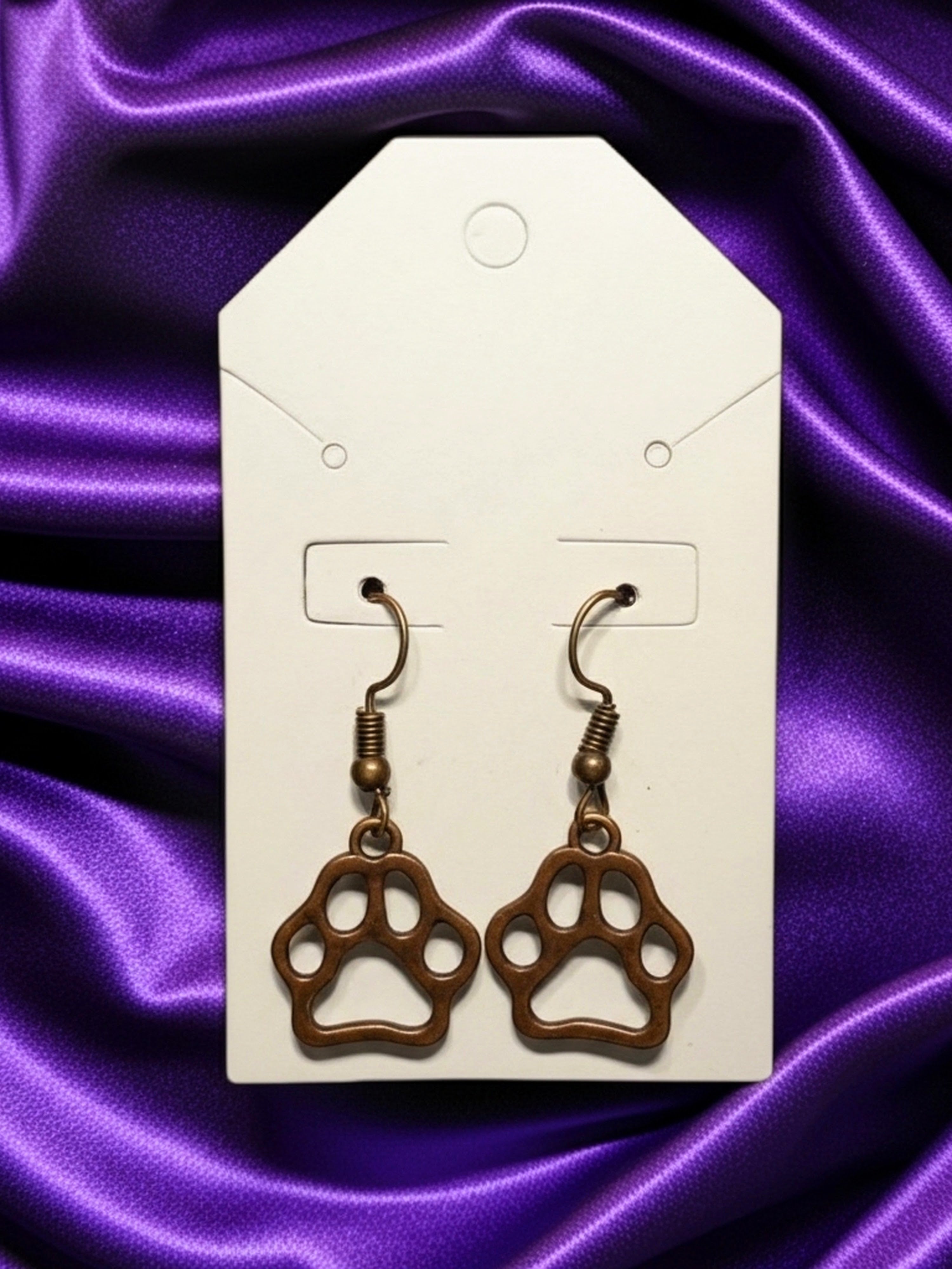 Hollow Copper Paw Print Earrings