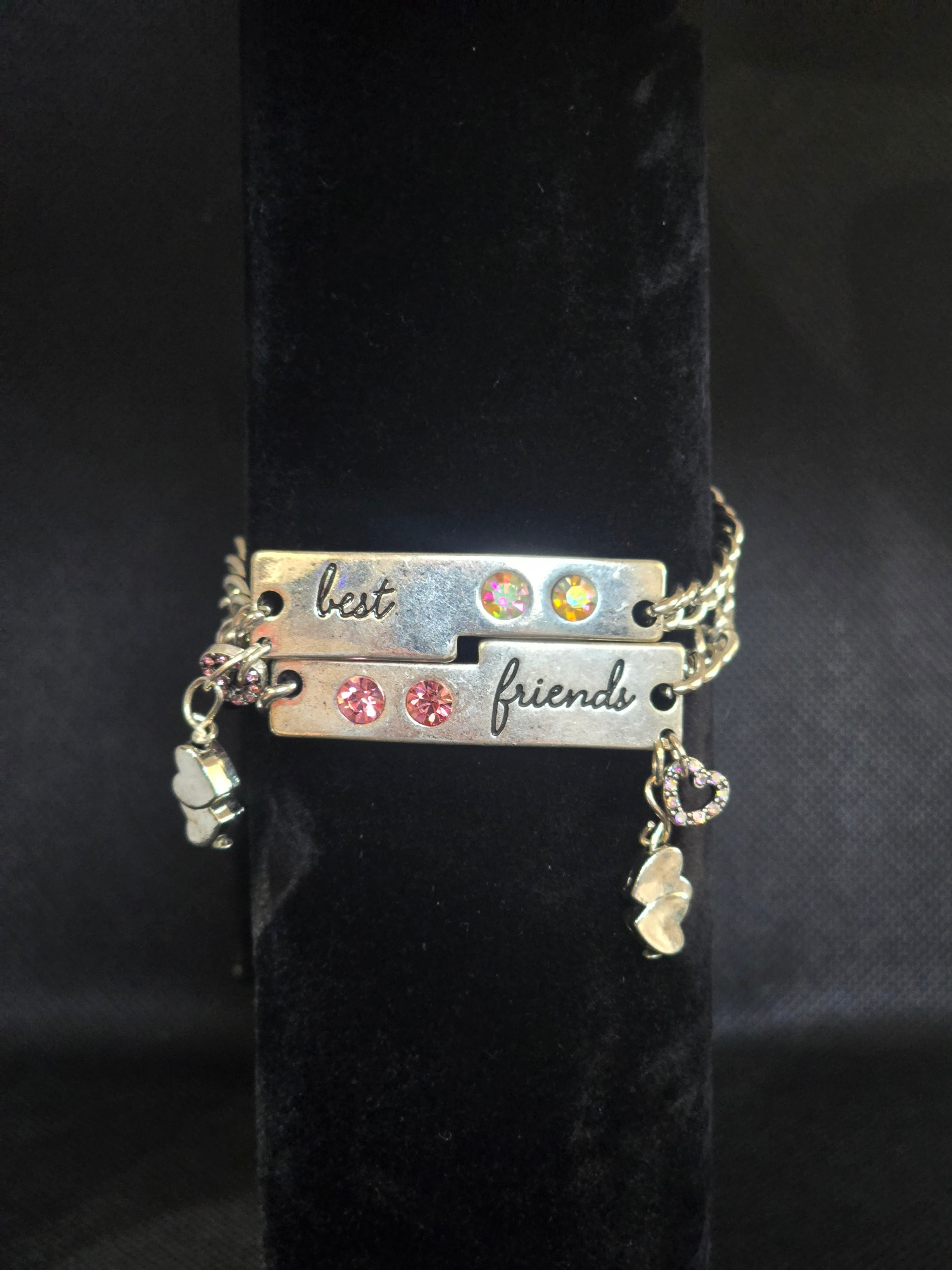 Metal Best Friends Chain Bracelet Set with hearts charms