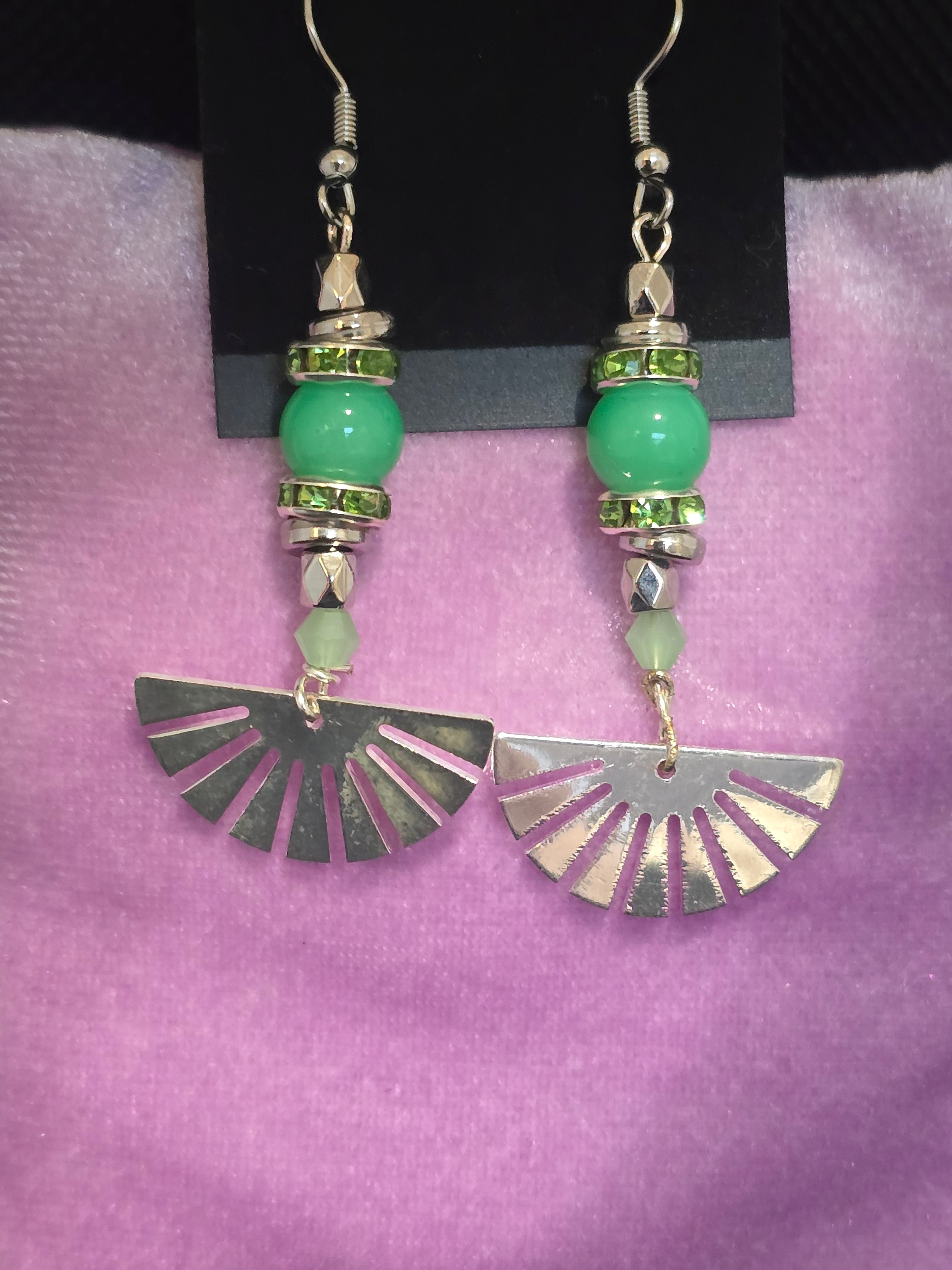 Silver Fan Dangle Earrings
