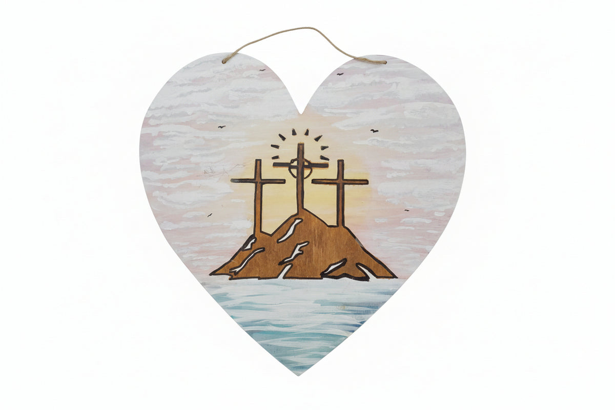 3 Wooden Crosses Handpainted By Cary