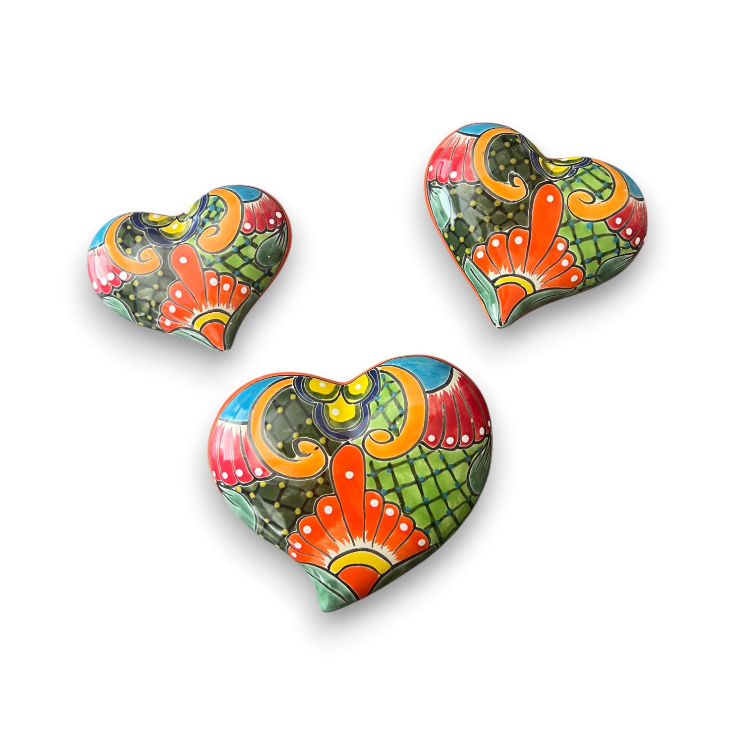 Set of 3 Talavera Heart Wall Hanging | Wall Art Decor