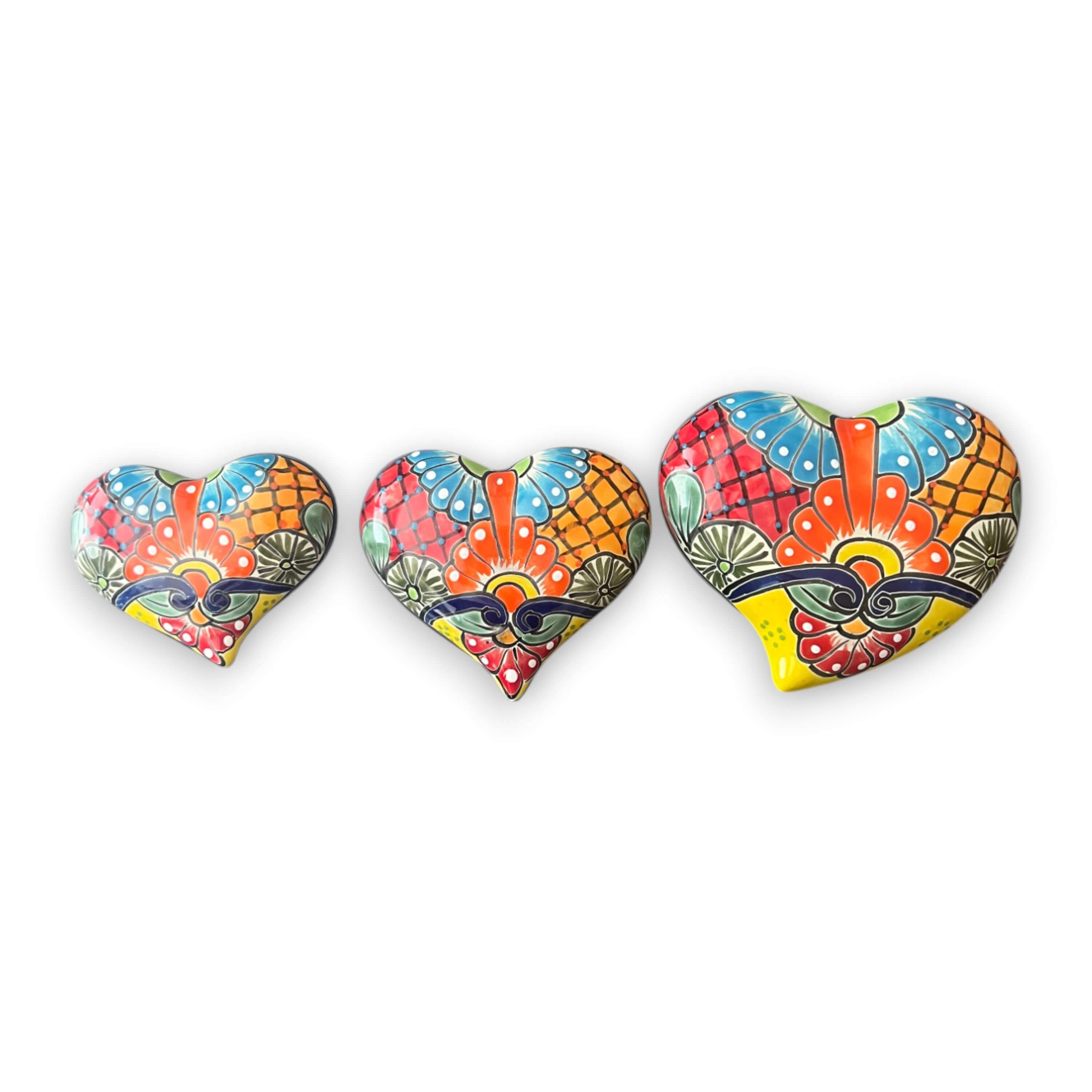 Set of 3 Talavera Heart Wall Hanging | Wall Art Decor