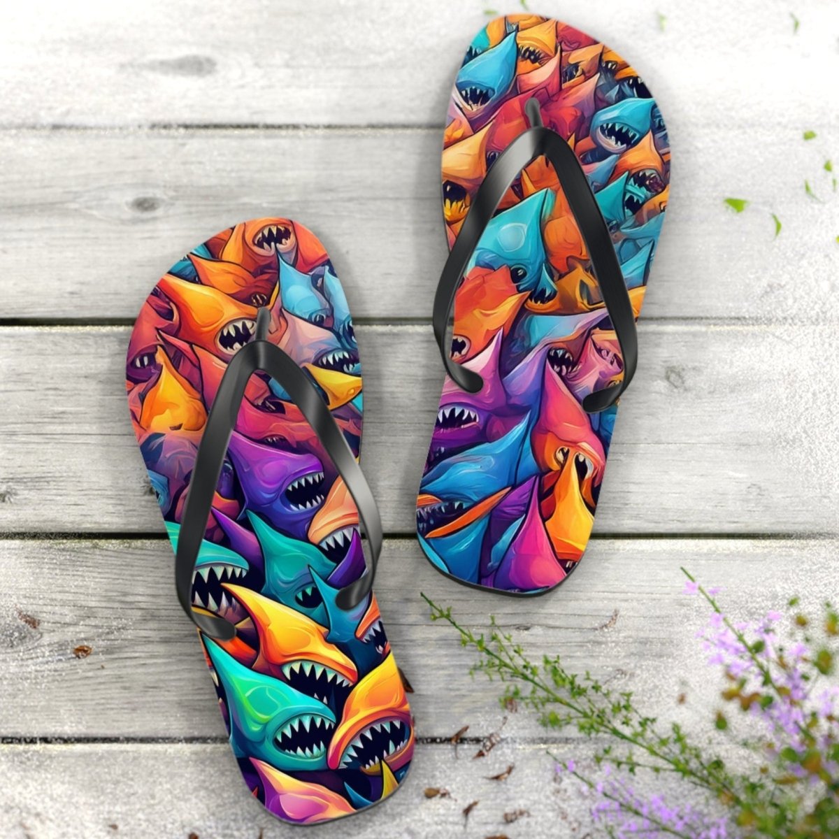 Shark Land Surreal Shark Flip Flops
