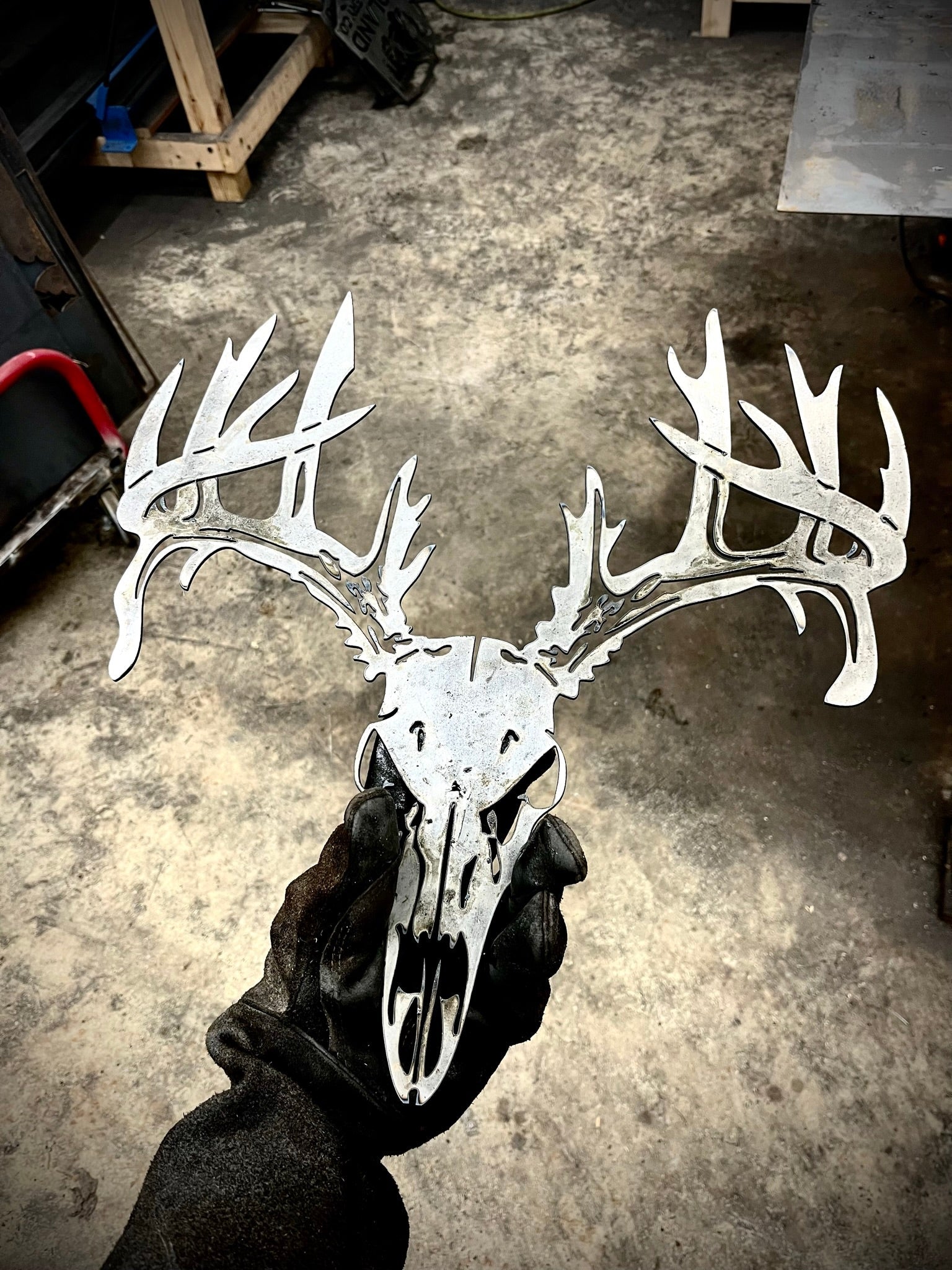 Steel Whitetail Buck Skull Wall Art