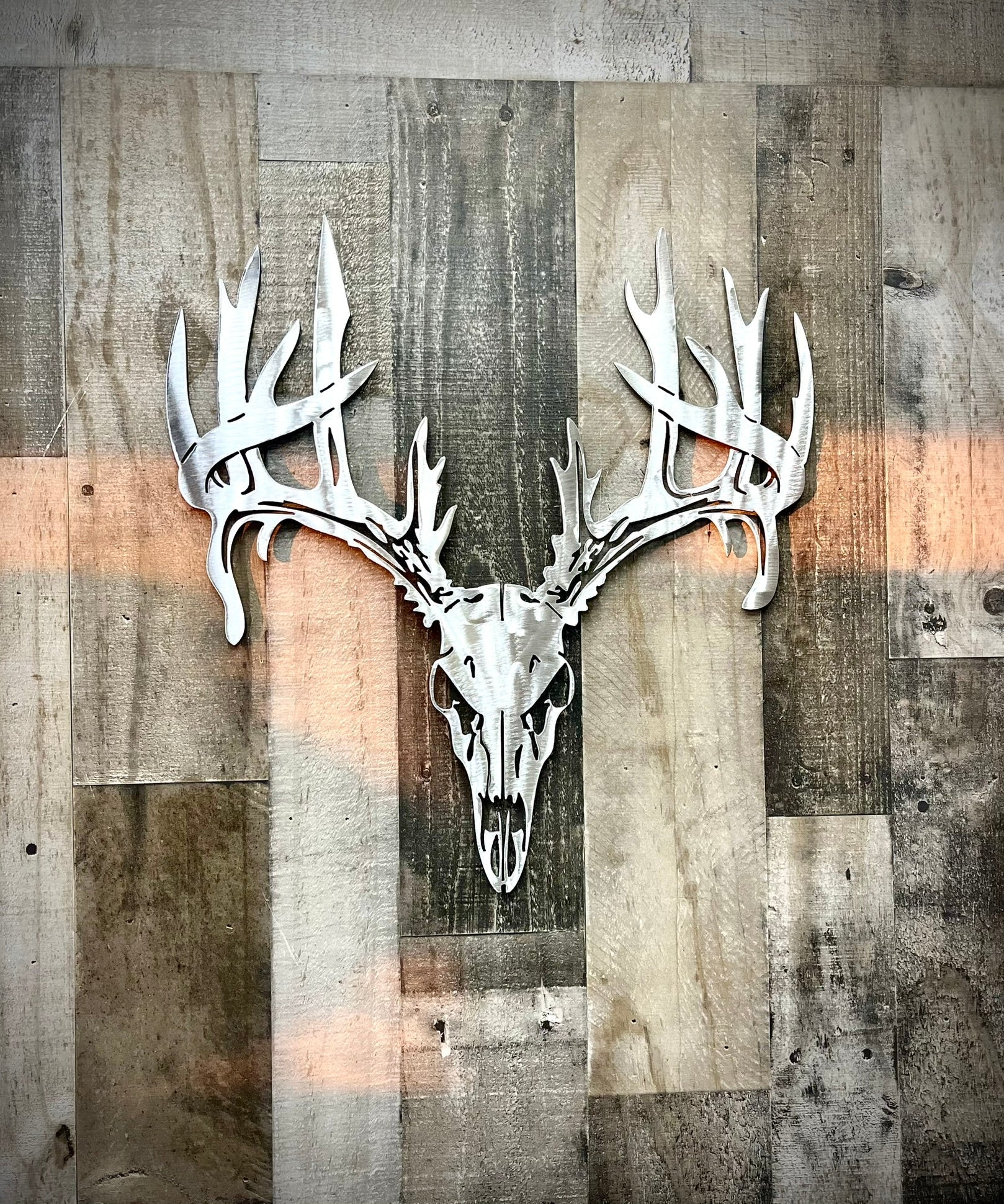 Steel Whitetail Buck Skull Wall Art