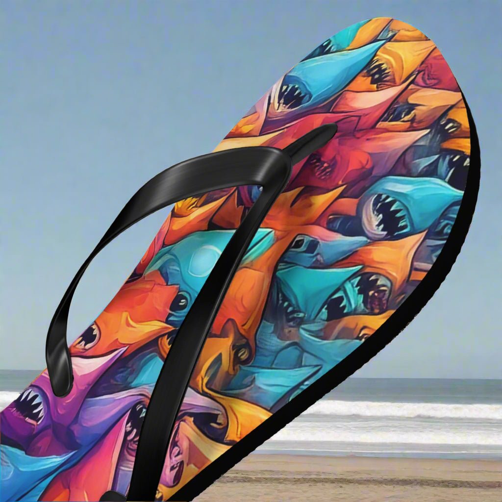 Shark Land Surreal Shark Flip Flops