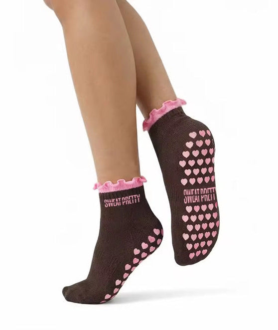 SWEAT PRETTY™ Brown Sugar Grip Socks