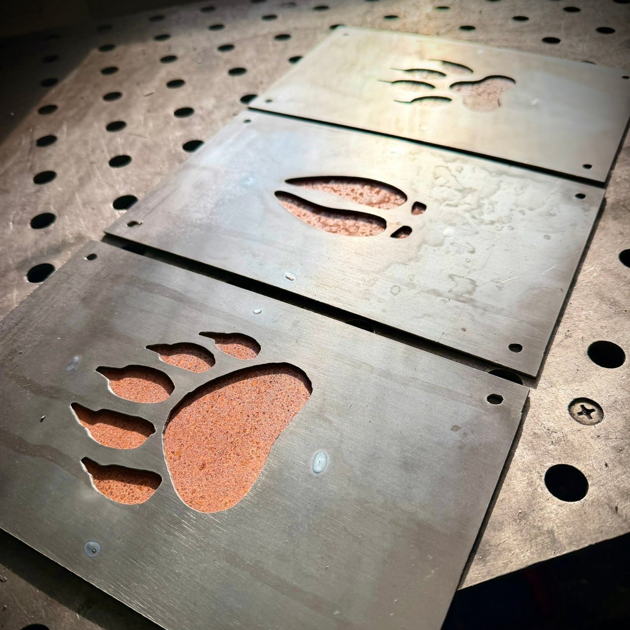 Trail of the Wild – Animal Tracks Layered Steel Wall Art