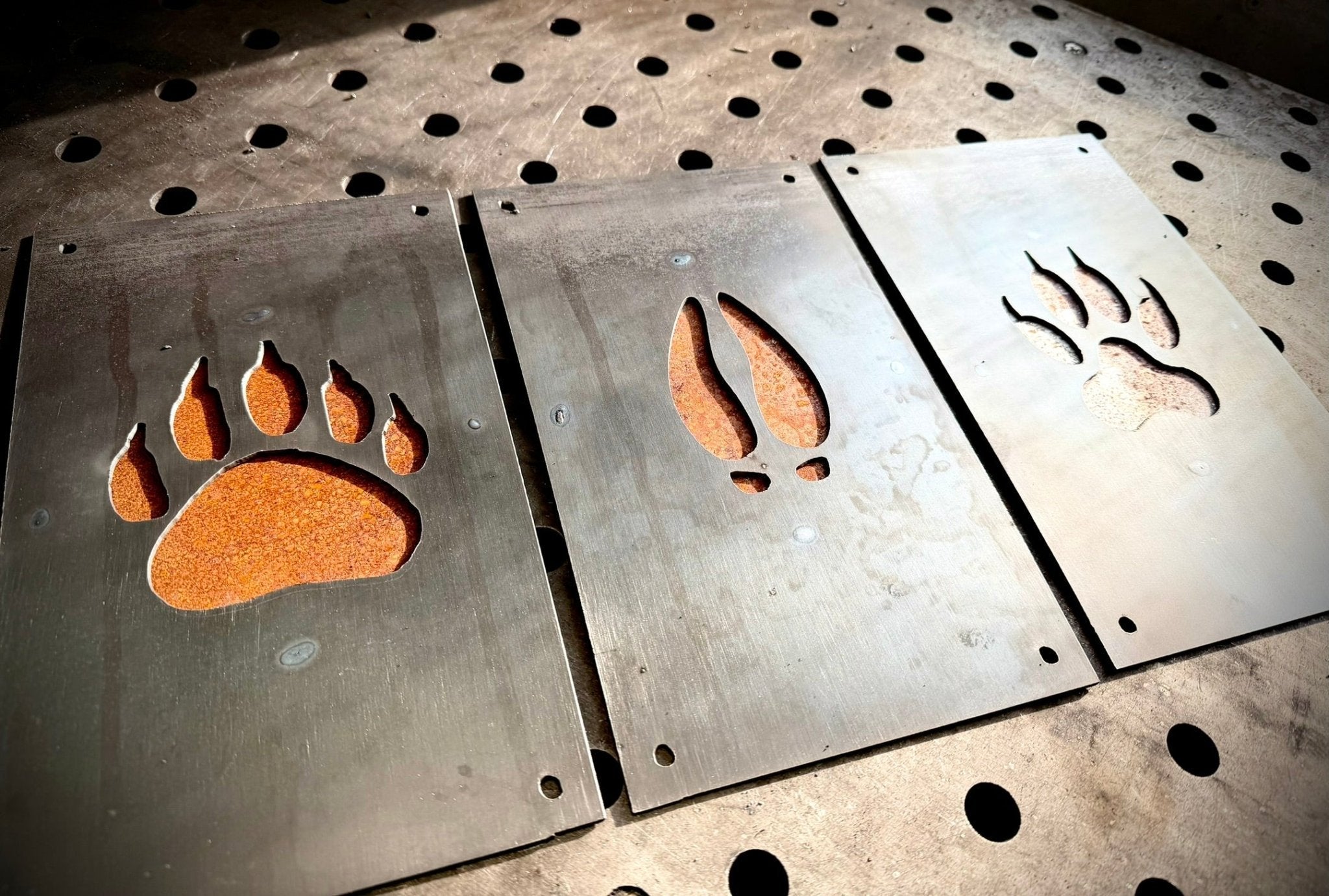 Trail of the Wild – Animal Tracks Layered Steel Wall Art