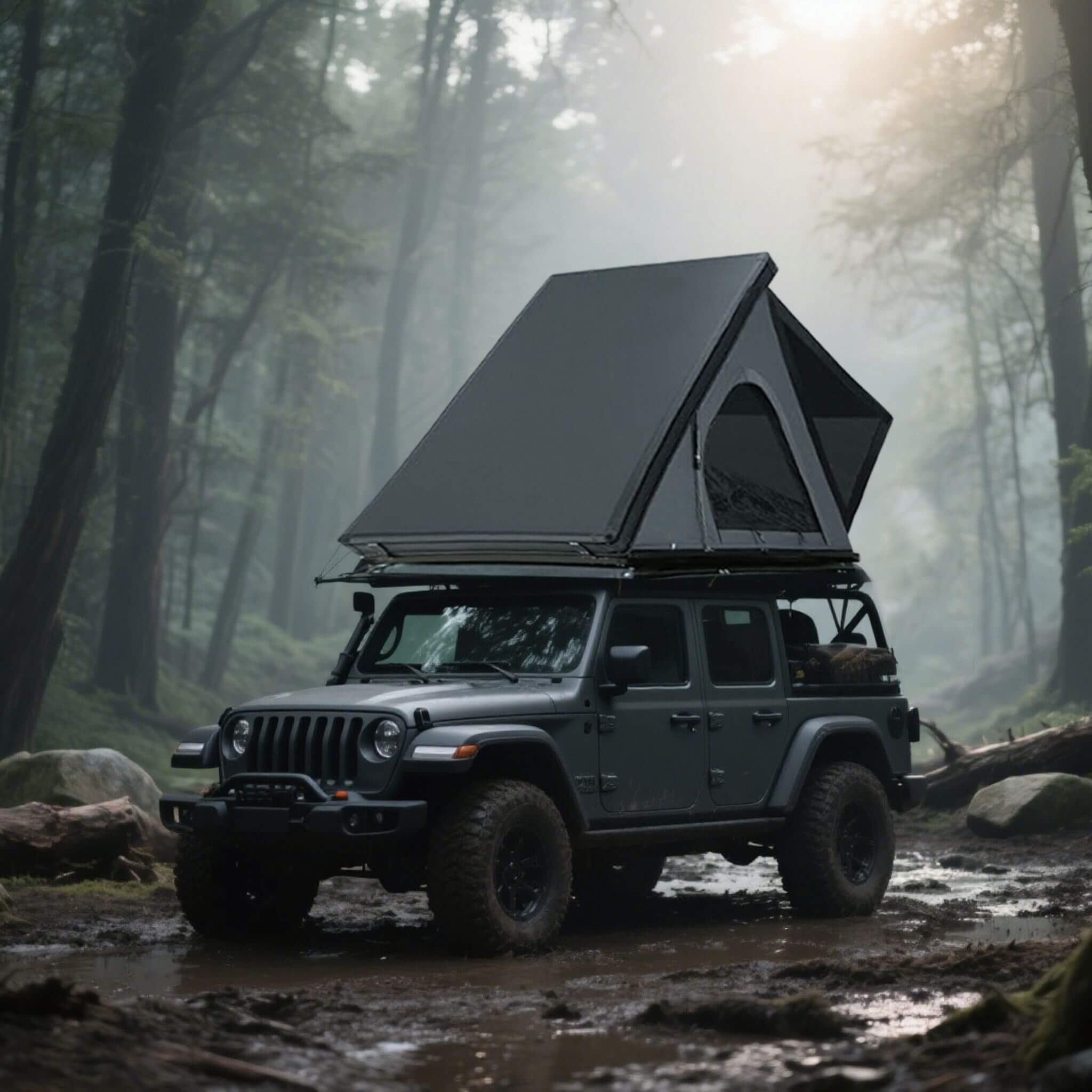 Trailora Premium Lightweight Hard Shell Rooftop Tent With LED Strip And Memory Foam (SAK51780)