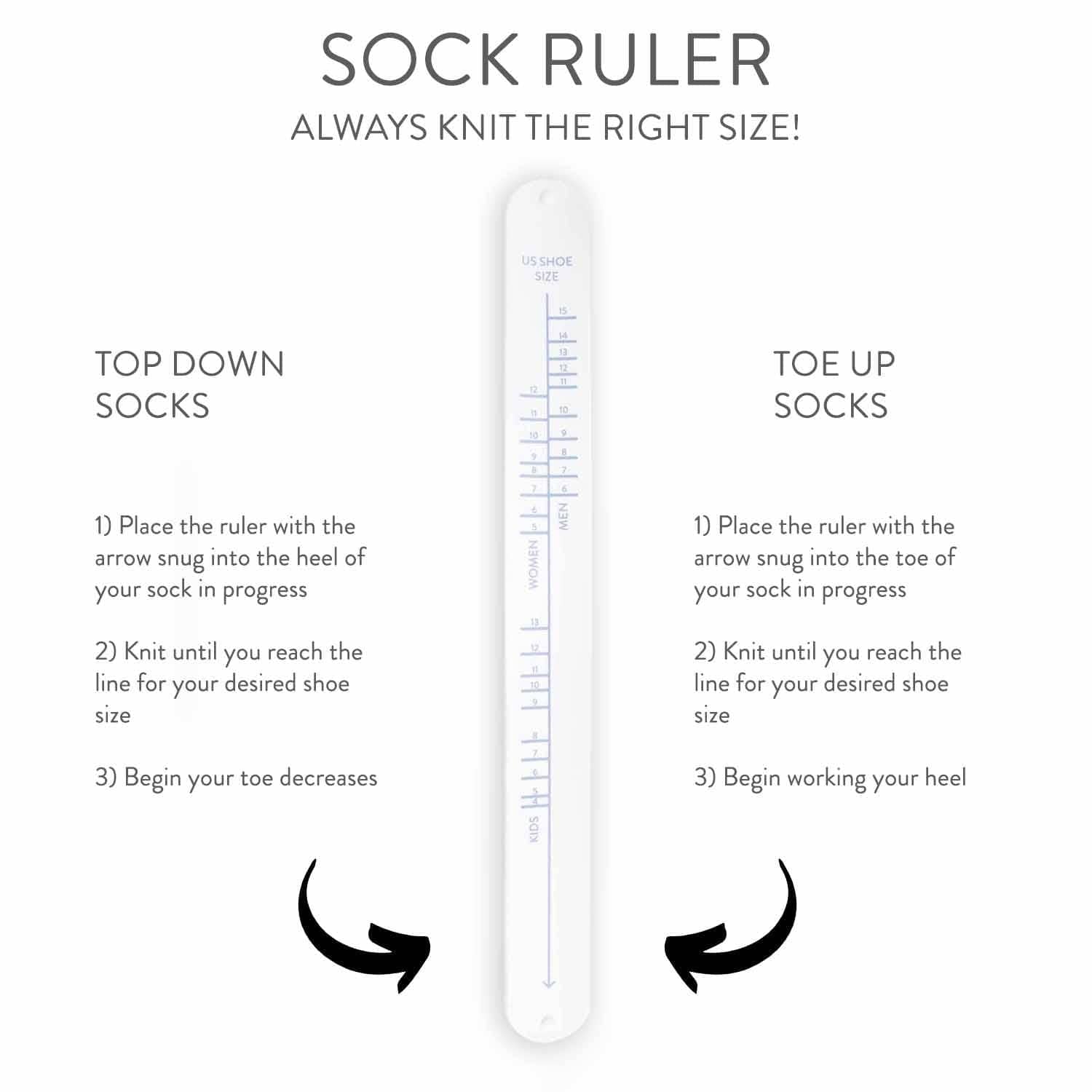 Sock Ruler - Sock Sizing Ruler
