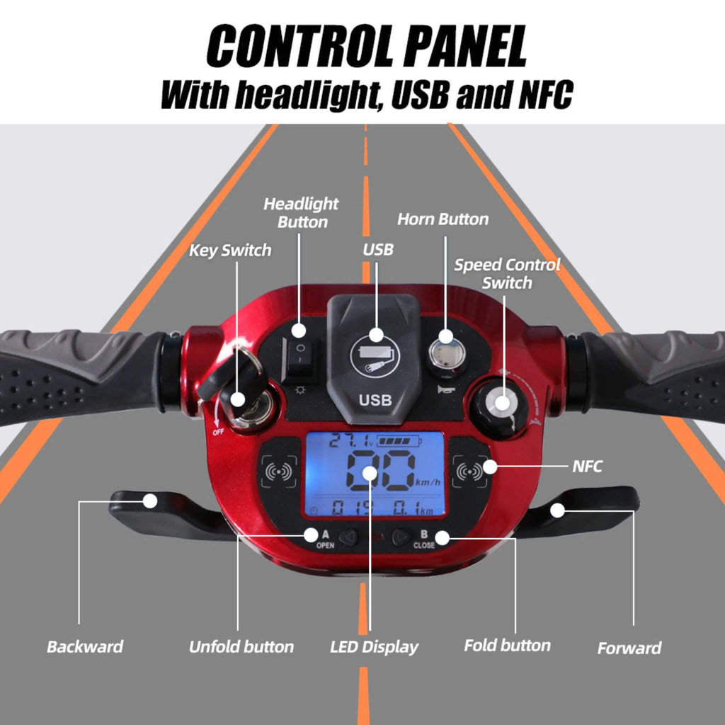 Ultra Lightweight 4-Wheel Folding Mobility Scooter With Remote
