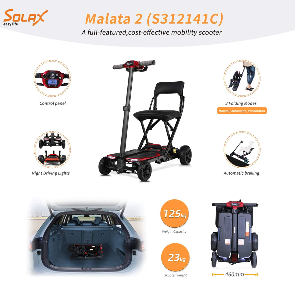 Ultra Lightweight 4-Wheel Folding Mobility Scooter With Remote