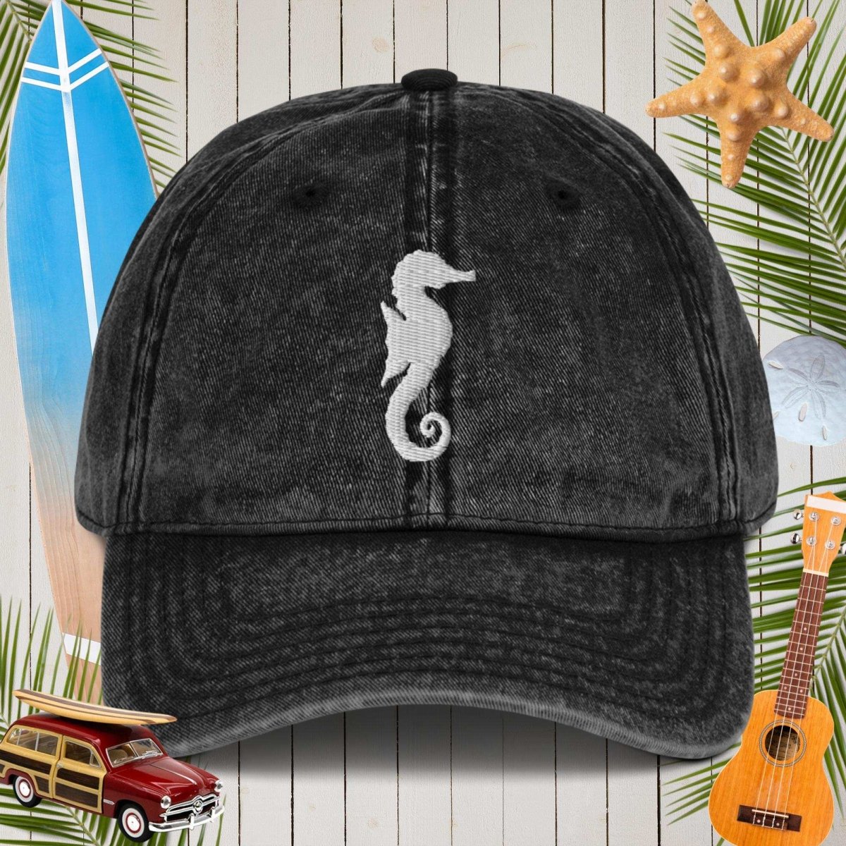 Vintage Seahorse Cotton Blend Baseball Cap
