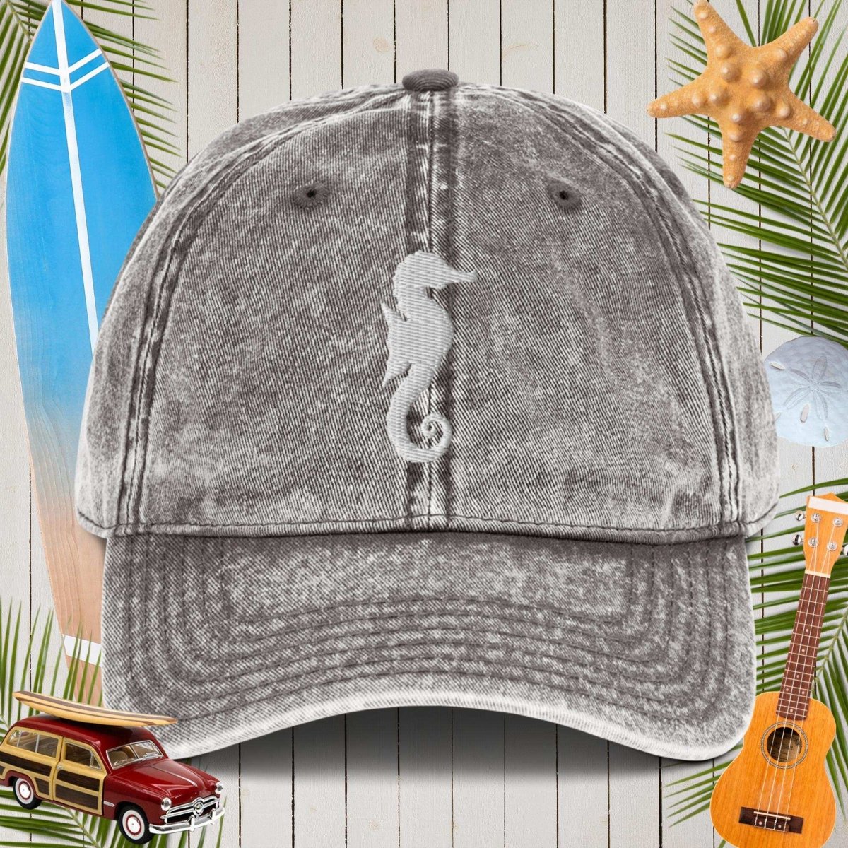 Vintage Seahorse Cotton Blend Baseball Cap