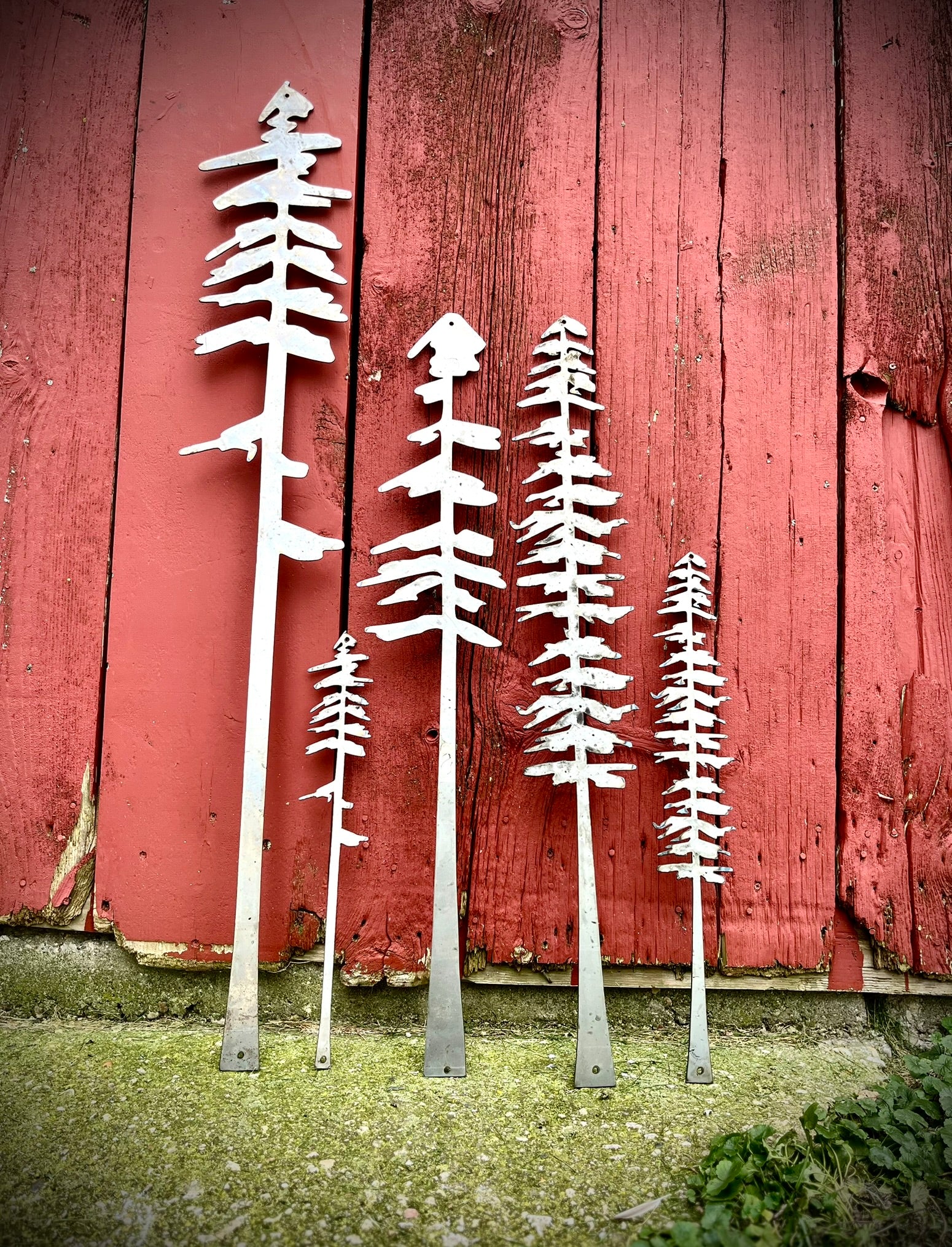 XL Raw Steel Pine Tree Packs - Wall Art